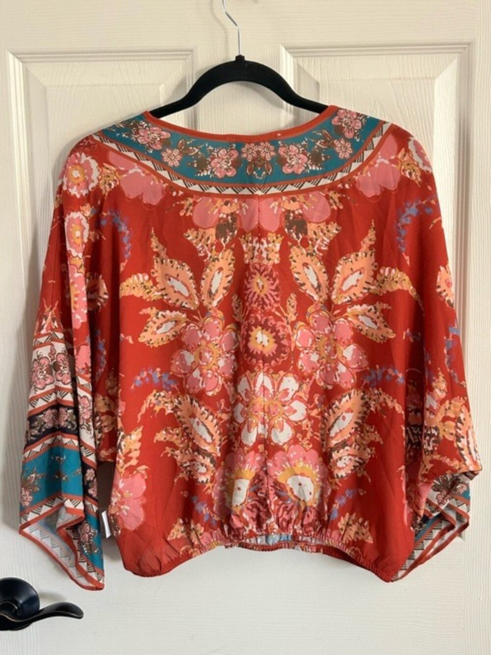 Flying Tomato Rust Floral Tie-Front Peasant Boho Blouse NWT Festival - Picture 13 of 16